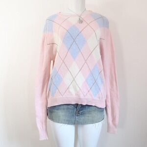 pink pastel argyle knit sweater y2k preppy